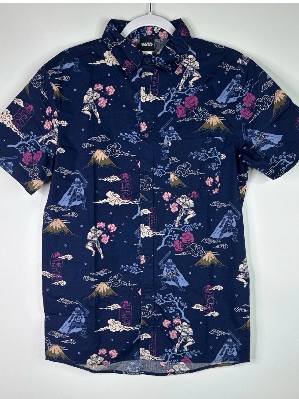 Disney Star Wars Men's Navy Short-Sleeve Printed Button-Up Shirt